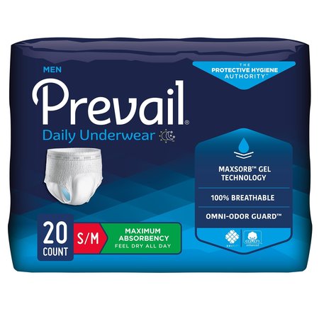 PREVAIL Disposable Underwear Male Small / Medium, Maximum, PK 20 PUM-512/1